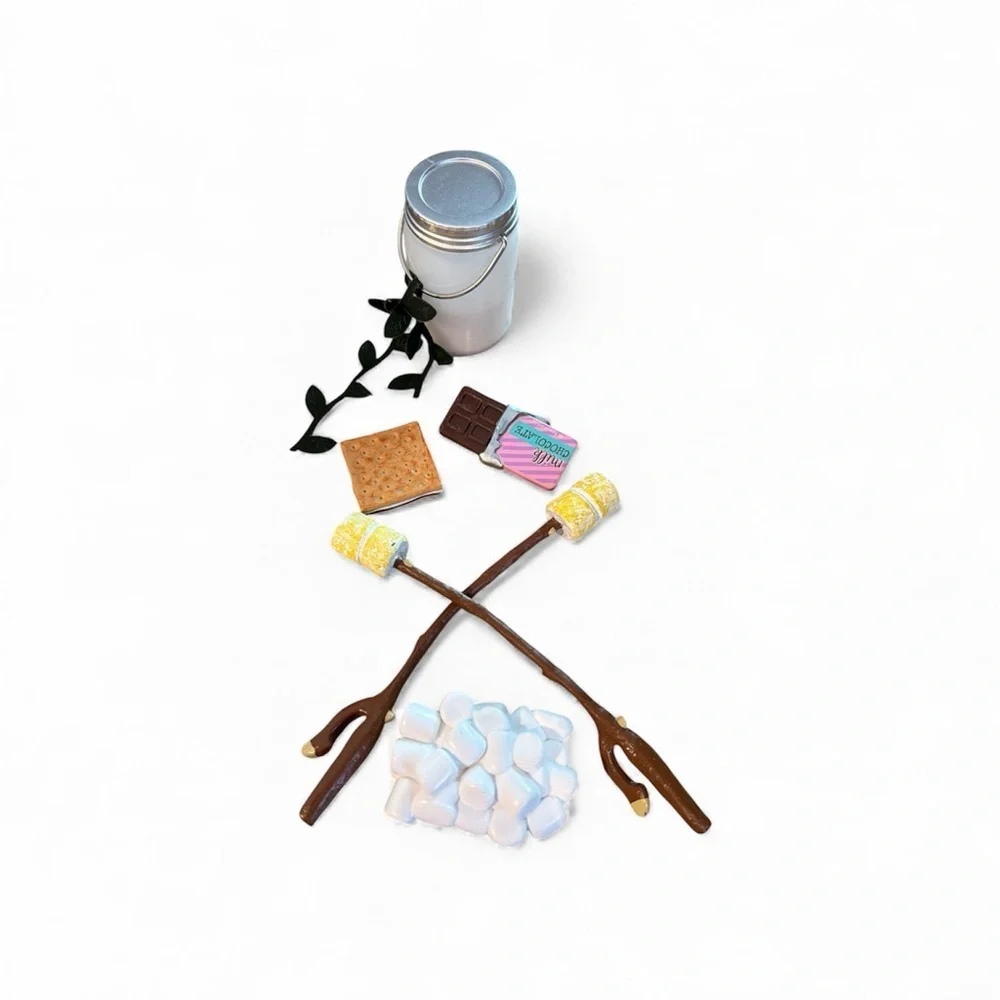 Our Generation Holiday Fireplace, American Girl S'mores Set & Wicker Furniture